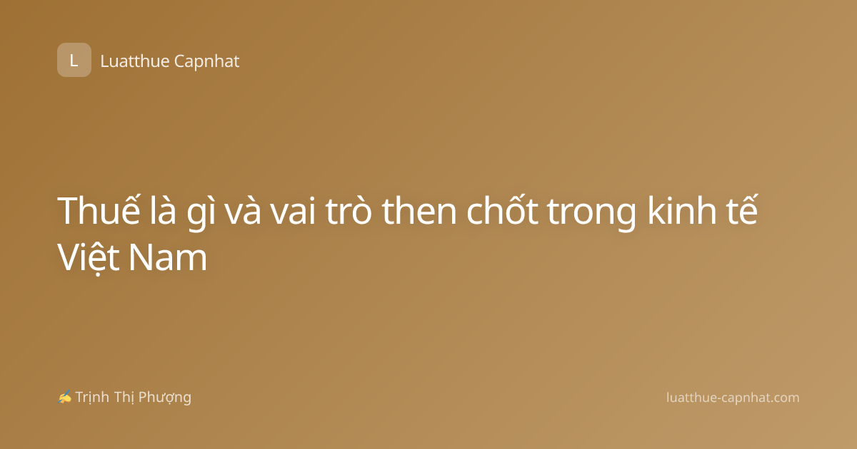 Thuế là gì và vai trò then chốt trong kinh tế Việt Nam